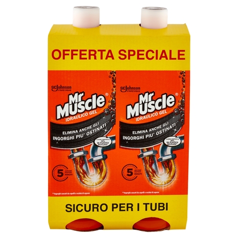 Mr Muscle Idraulico Gel Bipacco Cartone 2 x 1000 ml